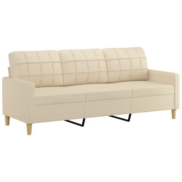 3-osobowa sofa, kremowa, 180 cm, tapicerowana tkaniną - obrazek 2
