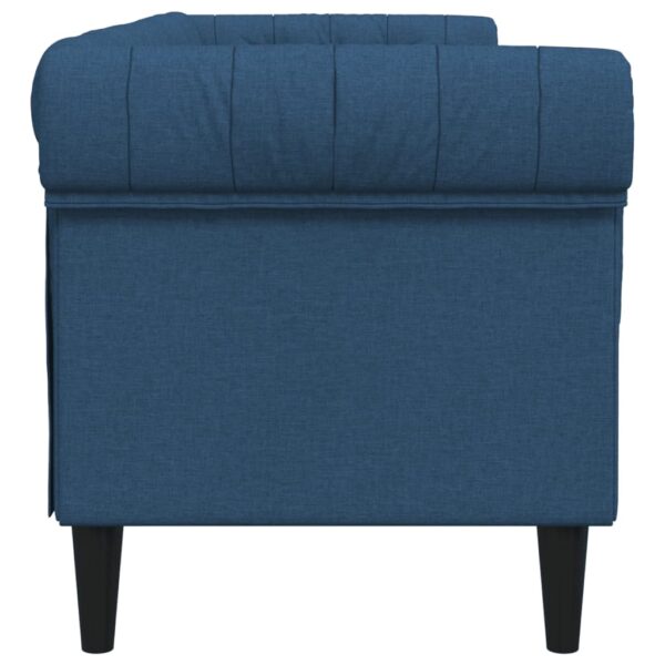 Sofa Chesterfield, trzyosobowa, niebieska, obita tkaniną - obrazek 5