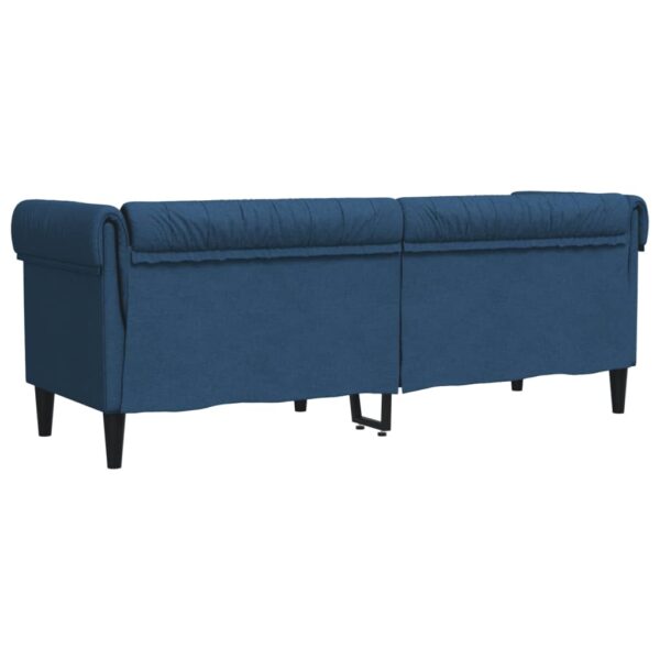 Sofa Chesterfield, trzyosobowa, niebieska, obita tkaniną - obrazek 6