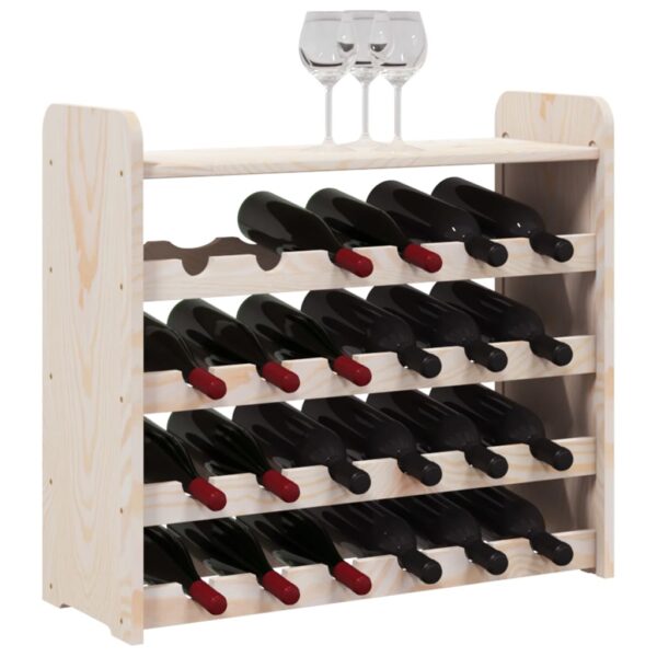 Stojak na wino z górną półką, 67,5x25x60 cm, drewno sosnowe - obrazek 4