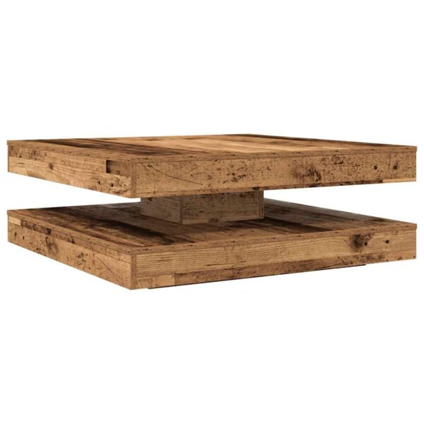 Stolik kawowy obrotowy 360 stopni Stare drewno 90x90x34,5 cm - obrazek 2