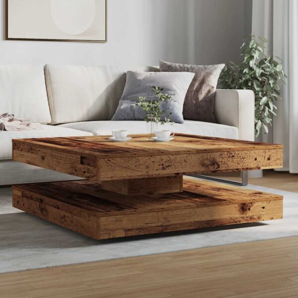 Stolik kawowy obrotowy 360 stopni Stare drewno 90x90x34,5 cm - obrazek 3