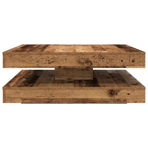 Stolik kawowy obrotowy 360 stopni Stare drewno 90x90x34,5 cm - obrazek 4