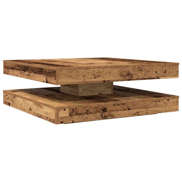 Stolik kawowy obrotowy 360 stopni Stare drewno 90x90x34,5 cm - obrazek 6