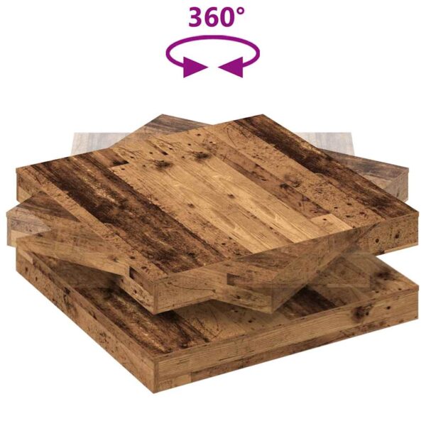 Stolik kawowy obrotowy 360 stopni Stare drewno 90x90x34,5 cm - obrazek 7