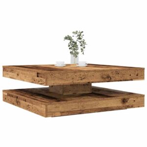 Stolik kawowy obrotowy 360 stopni Stare drewno 90x90x34,5 cm