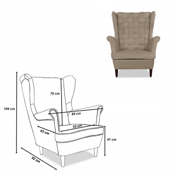 Zestaw wypoczynkowy Carol sofa fotele paski beżowy - obrazek 8