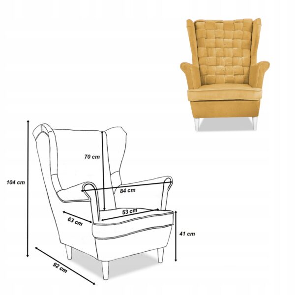 Zestaw wypoczynkowy Carol sofa fotele paski żółty miodowy - obrazek 8