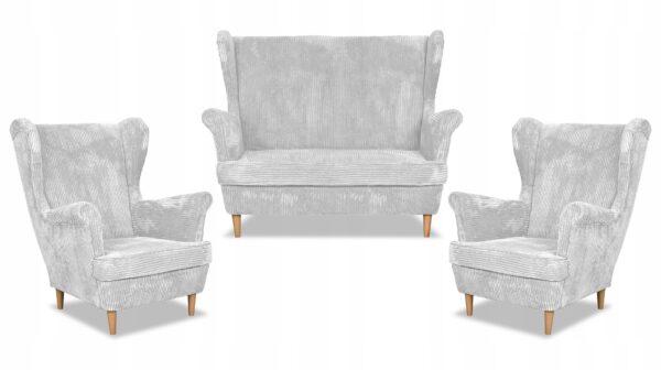 Zestaw wypoczynkowy uszak Bonito sofa fotele szary sztruks - obrazek 10