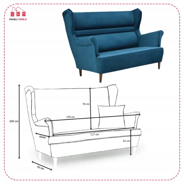 Zestaw wypoczynkowy mebli uszak Zoja sofa fotele skandynawskie - obrazek 5