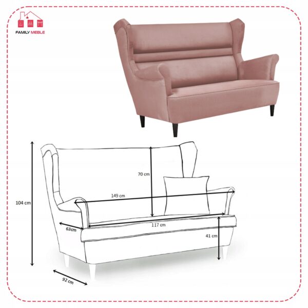 Zestaw wypoczynkowy mebli uszak Zoja sofa fotele pufy komplet nowy - obrazek 5