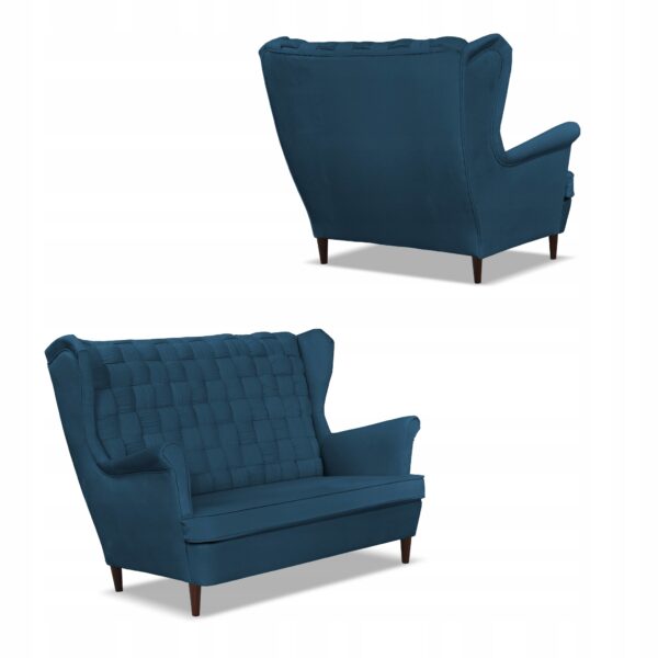 Zestaw wypoczynkowy Carol sofa fotele paski granatowy - obrazek 5