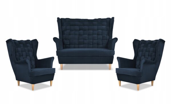 Zestaw wypoczynkowy Carol sofa fotele paski granatowy - obrazek 9