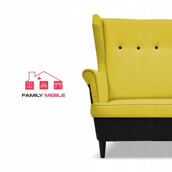 Zestaw wypoczynkowy ARI DUO sofa fotele pufy czarno - żółty - obrazek 3