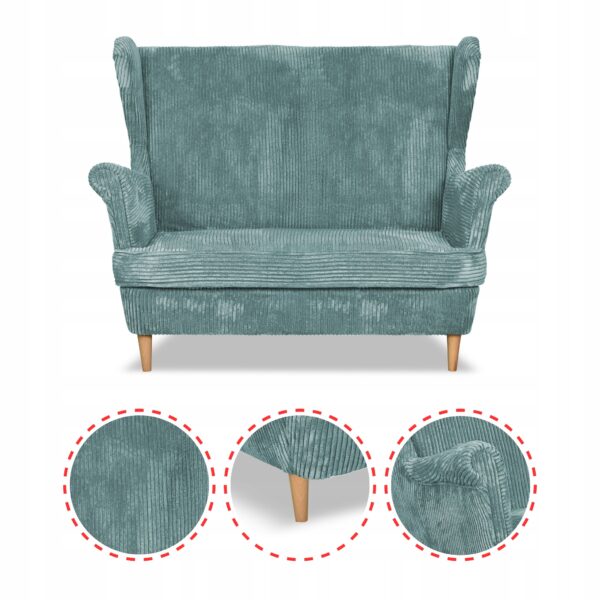 Zestaw wypoczynkowy uszak Bonito sofa fotele pufy j. zielony - obrazek 4