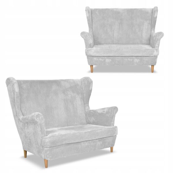 Zestaw wypoczynkowy uszak Bonito sofa fotele szary sztruks - obrazek 5