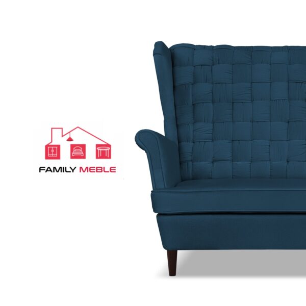 Zestaw wypoczynkowy Carol sofa fotele pufy paski granatowy - obrazek 3