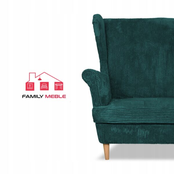 Zestaw wypoczynkowy uszak Bonito sofa fotele zielony sztruks - obrazek 3