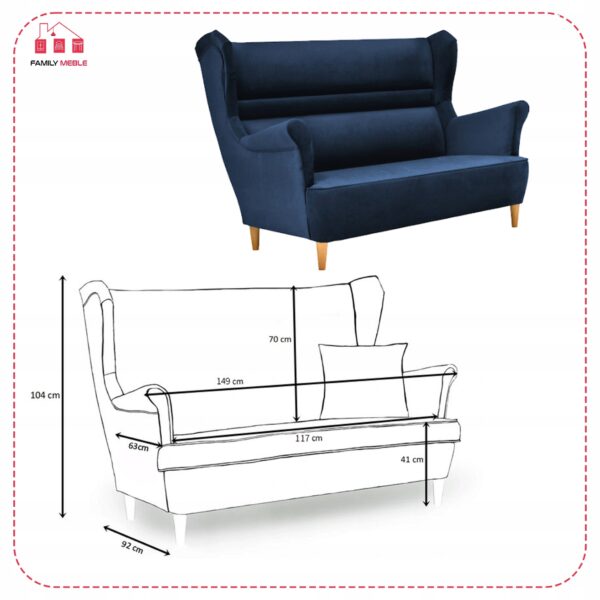 Zestaw wypoczynkowy mebli uszak Zoja sofa fotele pufy komplet nowy - obrazek 6