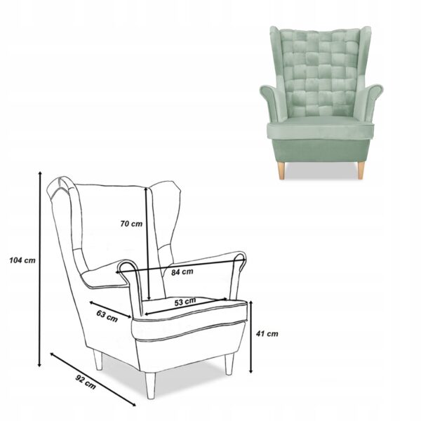 Zestaw wypoczynkowy Carol sofa fotele pufy paski seledynowy - obrazek 8