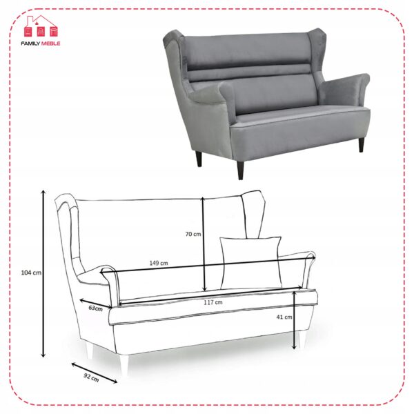 Zestaw wypoczynkowy mebli uszak Zoja sofa fotele skandynawskie - obrazek 5