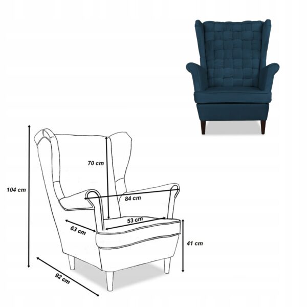 Zestaw wypoczynkowy Carol sofa fotele paski granatowy - obrazek 8