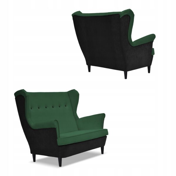 Zestaw wypoczynkowy ARI DUO sofa fotele pufy czarno - zielony - obrazek 5