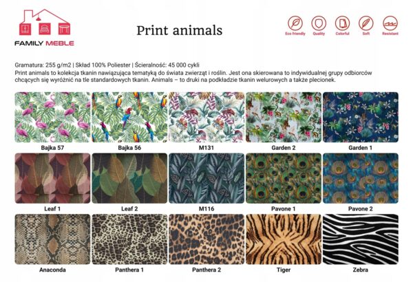Zestaw wypoczynkowy mebli uszak ARI Print sofa fotele skandynawskie - obrazek 11