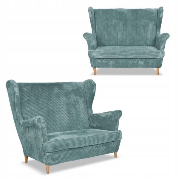 Zestaw wypoczynkowy uszak Bonito sofa fotele j.zielony sztruks - obrazek 5