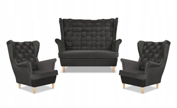 Zestaw wypoczynkowy Carol sofa fotele paski grafitowy - obrazek 9