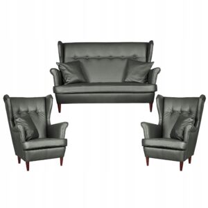 Zestaw wypoczynkowy mebli uszak Eko skóra sofa fotele skandynawskie