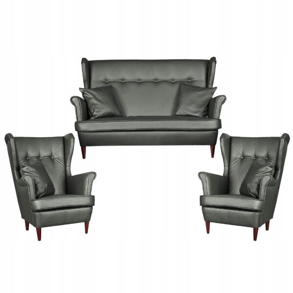 Zestaw wypoczynkowy mebli uszak Eko skóra sofa fotele skandynawskie