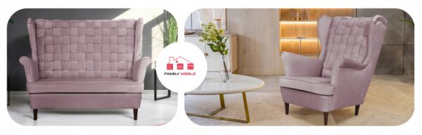 Zestaw wypoczynkowy Carol sofa fotele paski beżowy - obrazek 2