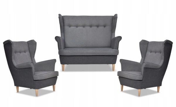 Zestaw wypoczynkowy ARI DUO sofa fotele szaro - szary - obrazek 9