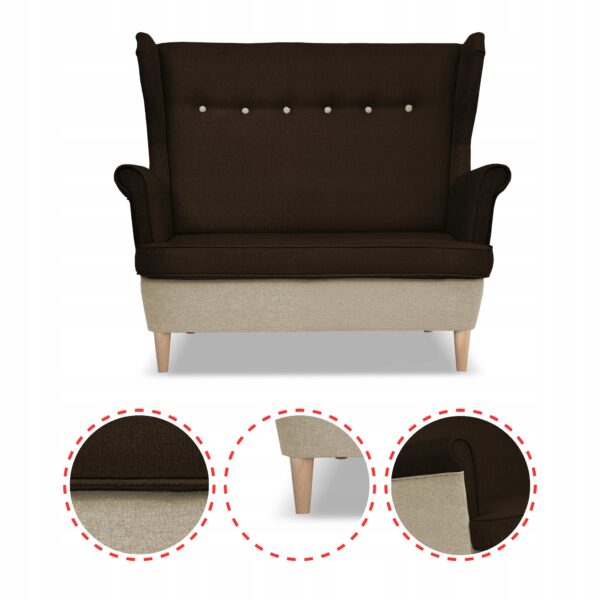 Zestaw wypoczynkowy ARI DUO sofa fotele pufy beżowo - brązowy - obrazek 4