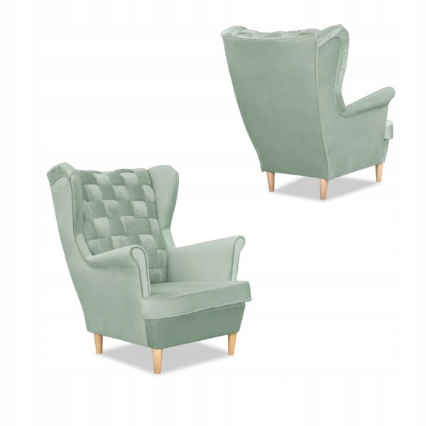 Zestaw wypoczynkowy Carol sofa fotele paski seledynowy - obrazek 7