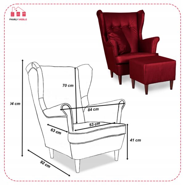 Zestaw wypoczynkowy mebli uszak Eko skóra sofa fotele pufy komplet - obrazek 8
