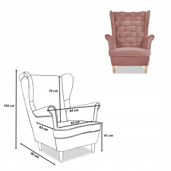 Zestaw wypoczynkowy Carol sofa fotele paski różowy - obrazek 8
