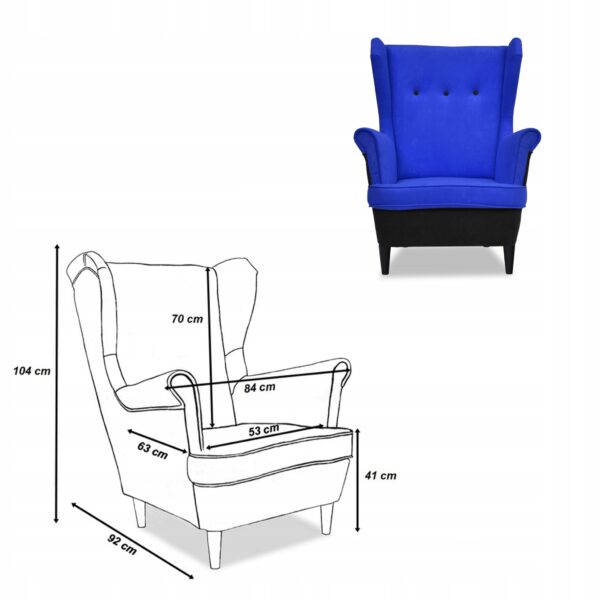 Zestaw wypoczynkowy ARI DUO sofa fotele czarno - niebieski - obrazek 8