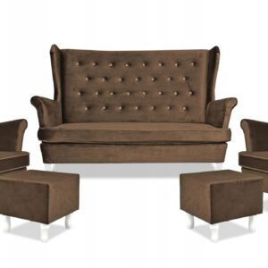 Zestaw wypoczynkowy mebli uszak Diana sofa fotele pufy komplet