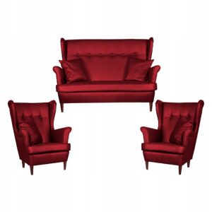 Zestaw wypoczynkowy mebli uszak Eko skóra sofa fotele skandynawskie