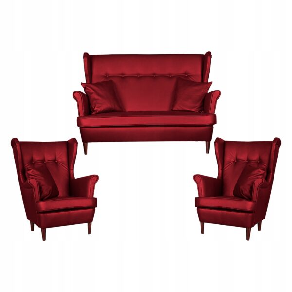 Zestaw wypoczynkowy mebli uszak Eko skóra sofa fotele skandynawskie