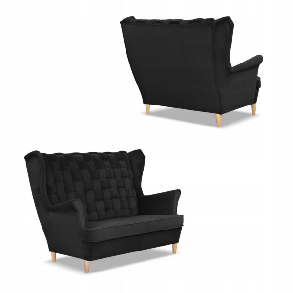 Zestaw wypoczynkowy Carol sofa fotele paski czarny - obrazek 5