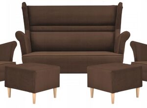 Zestaw wypoczynkowy mebli uszak Zoja sofa fotele pufy komplet nowy