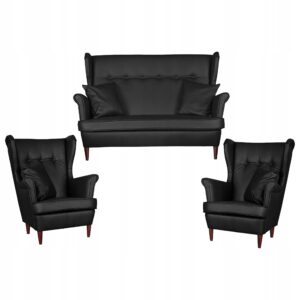 Zestaw wypoczynkowy mebli uszak Eko skóra sofa fotele skandynawskie