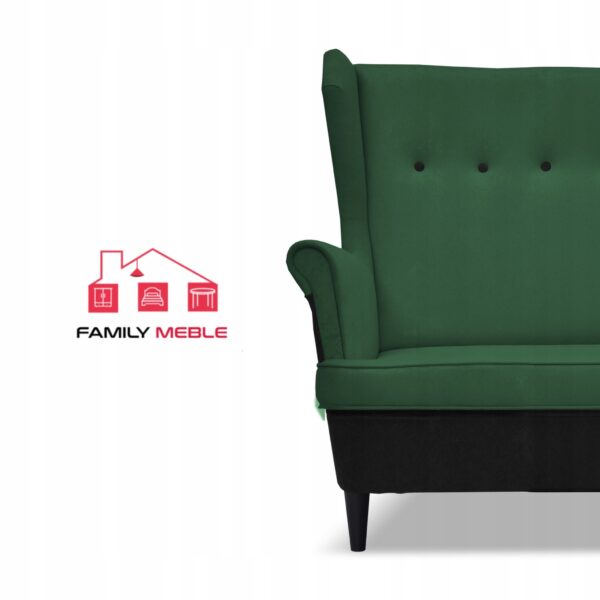Zestaw wypoczynkowy ARI DUO sofa fotele pufy czarno - zielony - obrazek 3
