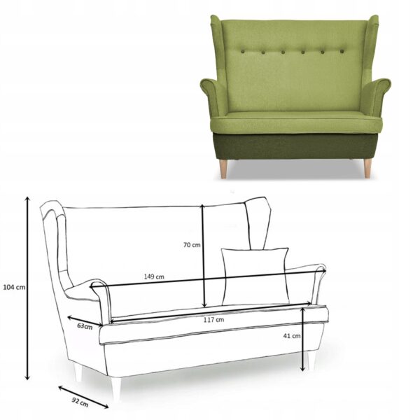 Zestaw wypoczynkowy ARI DUO sofa fotele zielono - zielony - obrazek 6