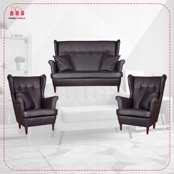 Zestaw wypoczynkowy mebli uszak Eko skóra sofa fotele skandynawskie - obrazek 2