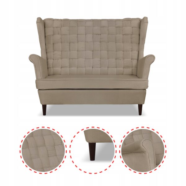 Zestaw wypoczynkowy Carol sofa fotele paski beżowy - obrazek 4