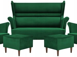 Zestaw wypoczynkowy mebli uszak Zoja sofa fotele pufy komplet nowy